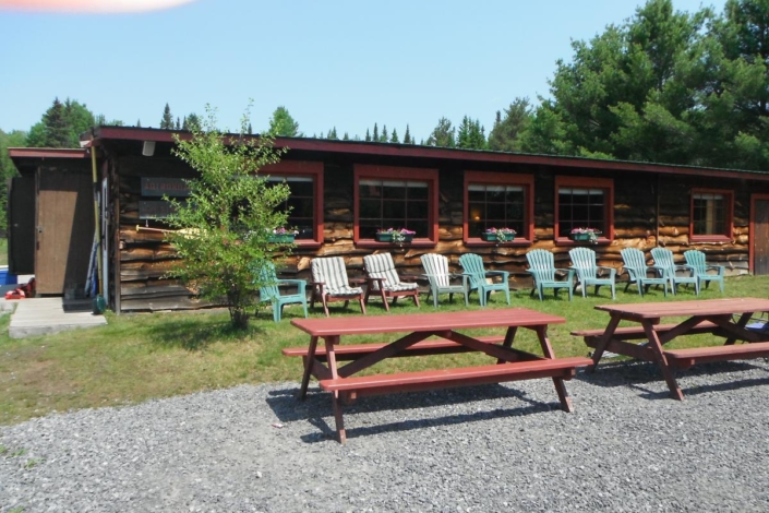 Adirondack chairs and picnic tables