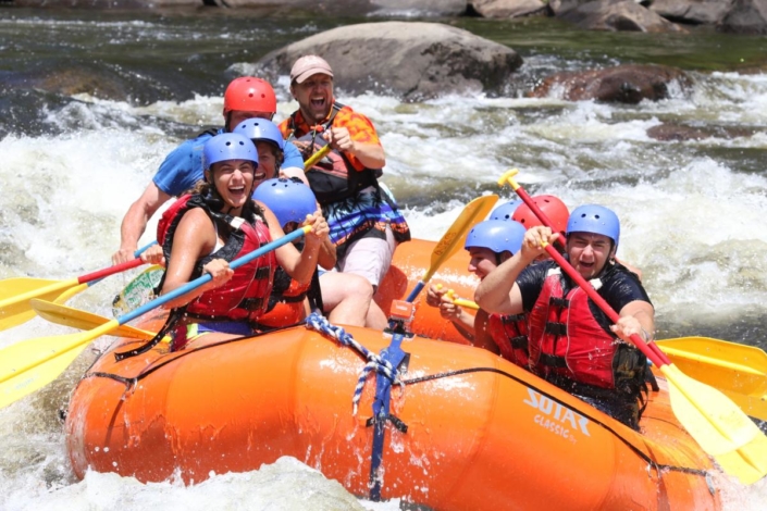 Rafters paddling Hudson River whitewater